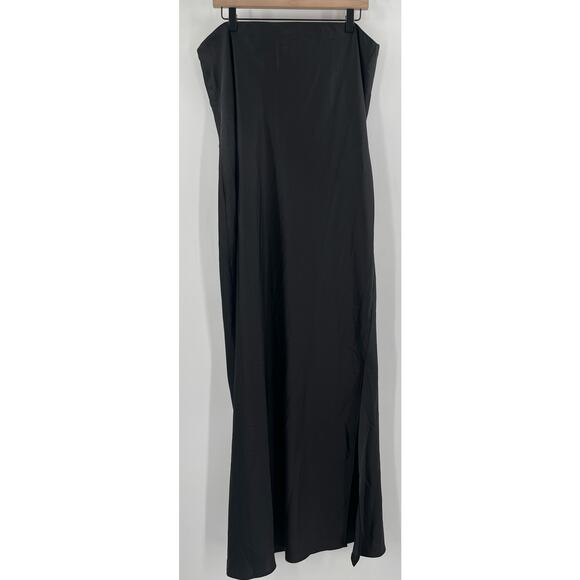 ELOQUII Dress Size 14 Satin Tube Maxi Black Cocktail Evening Formal Wedding NWT - Picture 4 of 13